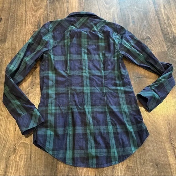 *EUC* Vineyard Vines Women's Blue Green Plaid Long Sleeve Shirt Size 00 - Picture 7 of 8